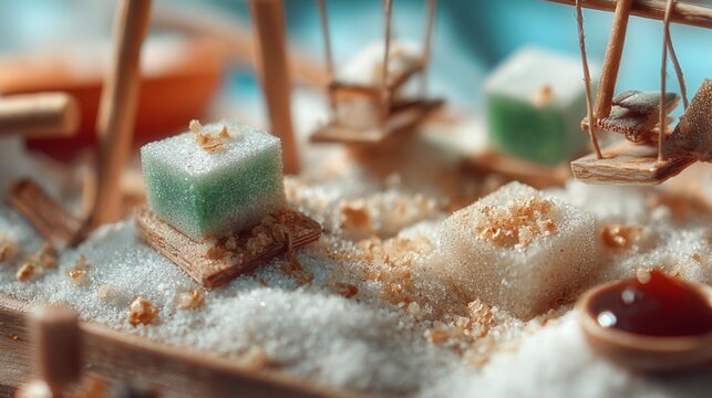 Miniature Abstract Landscape With Sugar Cubes