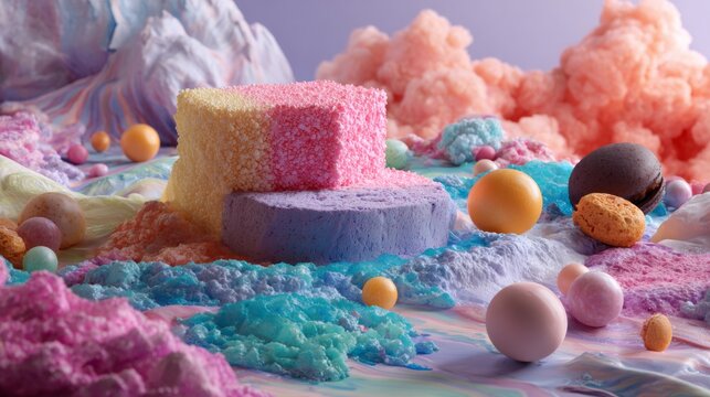 Fantasy Candy Landscape With Pastel Textures and Smoke