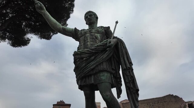 Bronze Statue Of Emperor Octavian Augustus At Roman Forum