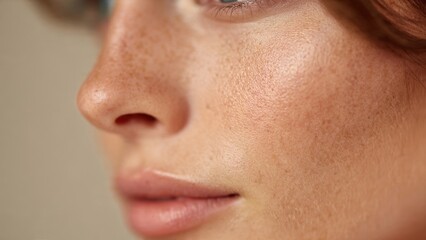 Fototapeta premium Close-Up of Woman's Face with Freckles