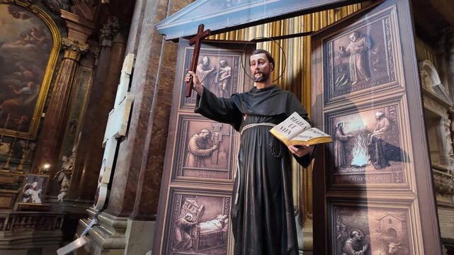 Baroque Marble Statue Of Saint Francis In Ecstasy Rome Church
