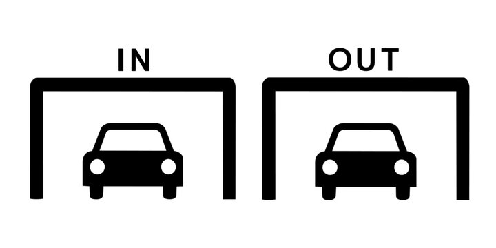 Parking entrance and exit pictogram set

駐車場入口と出口のモノクロピクトグラムセット