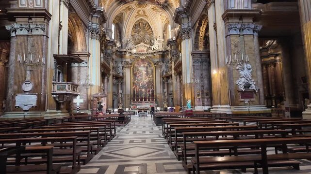 Ornate Baroque Interior Of The Basilica Dei Santi XII Apostoli Rome
