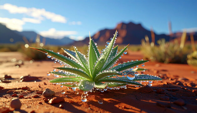 Desert plant water droplets