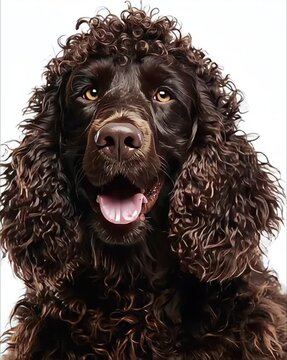 Brown spaniel dog looking around with a happy expression in this cinematic high definition studio video footage clip