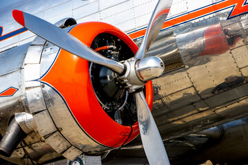colorful vintage DC-3 engine  and propeller © William Cobb