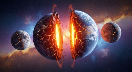 Earth fragmentation conceptual illustration