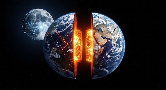 Earth core geological illustration