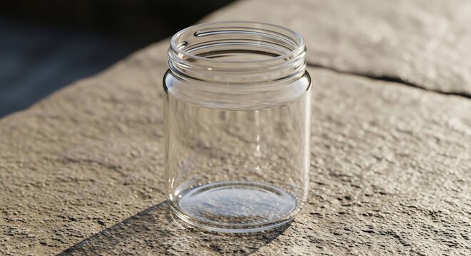 Empty glass jar sunlight