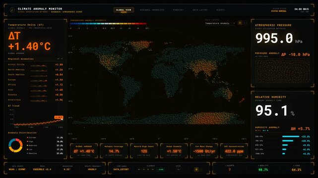 Precise: Climate Anomaly Monitor Heatmap. Procedurally generated via human-authored React/JavaScript code; Not AI-Generated.