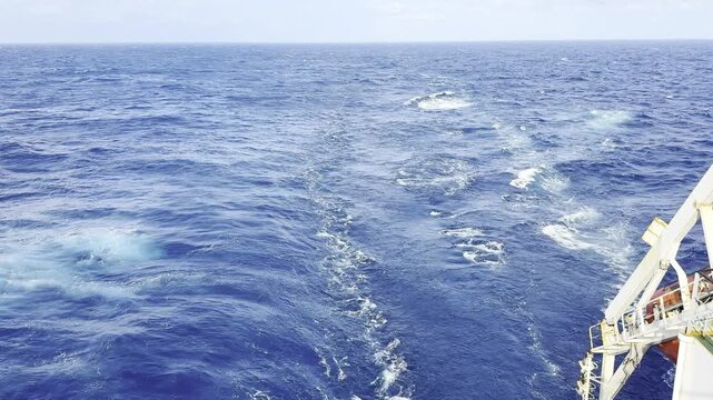 keel jet astern of the ship in ocean. majestic energy of waves.