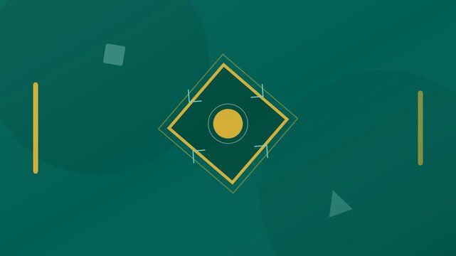 2d green background with yellow square and circle animation