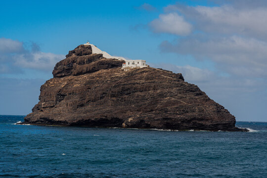 Beautiful view of the Islet of Birds seen from the ferry that crosses between S&atilde;o Vicente Island and Santo Ant&atilde;o, Cape Verde.