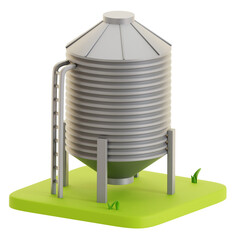 Grain Silo 3D Illustration © Art by Mochi
