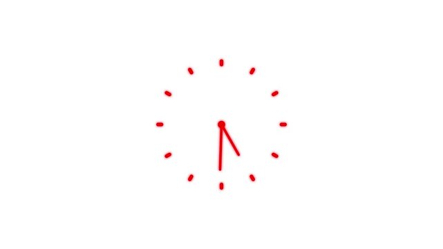 Clock icon with moving arrows . analog clock icon with moving arrows in seamless 12 hour loop on white background. Stopwatch animation.