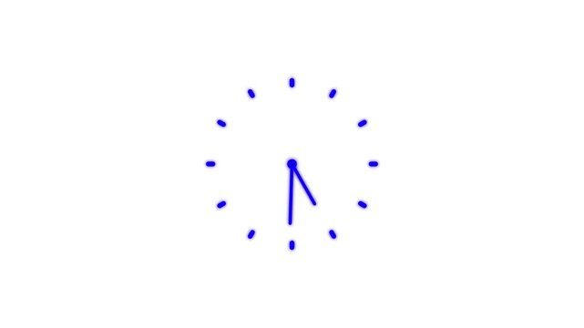 Clock icon with moving arrows . analog clock icon with moving arrows in seamless 12 hour loop on white background. Stopwatch animation.