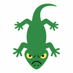 Fototapeta premium Green Lizard Cartoon Character with Angry Expression.