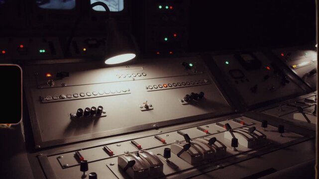 Vintage technology control panel with levers and switches