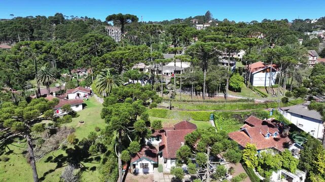 Winter Destination In Campos Do Jordao In Sao Paulo Brazil. Mantiqueira Mountain. Downtown Cityscape. European Architecture. Winter Destination In Campos Do Jordao In Sao Paulo Brazil. Tourism Travel.