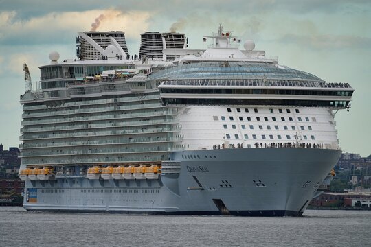 New York, NY, USA - May 15, 2026: Cruise ship Oasis of the Seas in New York harbor.