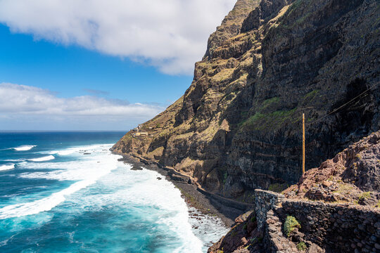 Famous hiking trail to Cruzinha, Aranha, Corvo, Fontainhas, Cape Verdean island of Santo Ant&atilde;o - Cape Verde.