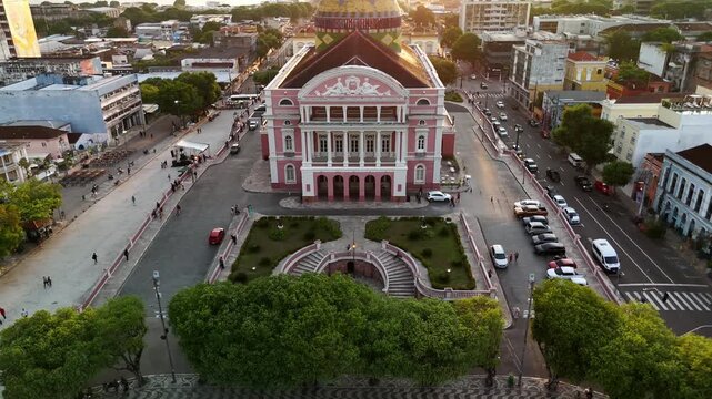 Aerial images of the Amazonas Theatre - Manaus, Amazonas, Brazil - August 30, 2025