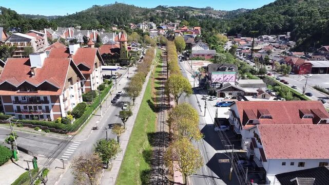 Campos Do Jordao Skyline In Sao Paulo Brazil. Mantiqueira Mountain Range. Winter  Destination. Brazilian Switzerland. Campos Do Jordao Skyline In Campos Do Jordao In Sao Paulo Brazil. Travel Vacation.