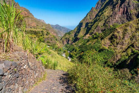 Road and transport of goods to  villages such as Rabo Curto and Covas in Vale do Paul in Santo Ant&atilde;o, Cape Verde.