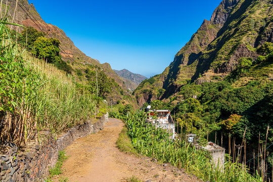 Road and transport of goods to  villages such as Rabo Curto and Covas in Vale do Paul in Santo Ant&atilde;o, Cape Verde.