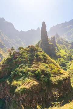 Lombo do Pico on a trail in the Paul Valley that goes from Xoxo to Cachoeira da Vinha, Ribeira Grande - Santo Ant&atilde;o - Cabo Verde.