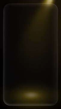 Vertical atmospheric studio stage with golden spotlight and glassmorphism elements. Layered, empty display for premium mobile UI and product mockups