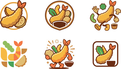 Fototapeta premium Cartoon fried chicken pieces with vegetables and dipping sauce icons set