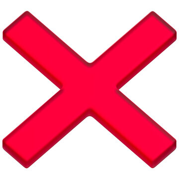Glass Red Cancel Mark 3D Error Icon Isolated on Transparent Background 3D Render