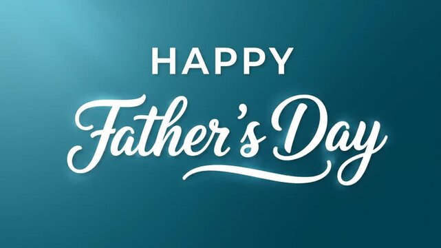 Happy Father's Day Text Animation Revealing on Blue Background, Glowing Motion Graphic for Social Media