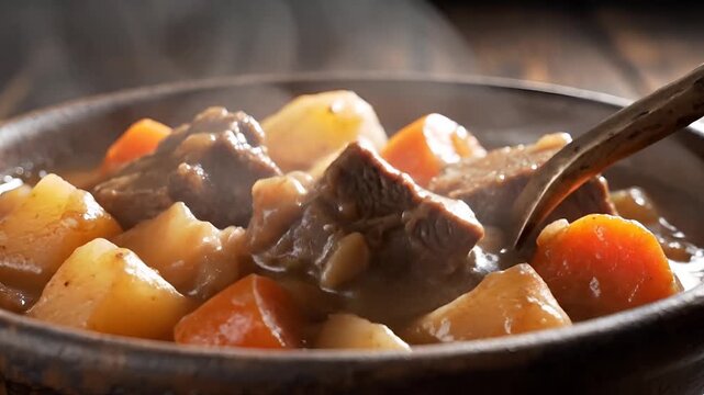 Hearty Beef Stew with Potatoes and Carrots Served in a Bowl 2.