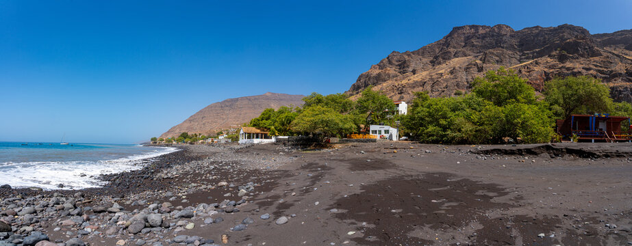 Black sand beach of Tarrafal de Monte Trigo - Santo Ant&atilde;o - Cape Verde.