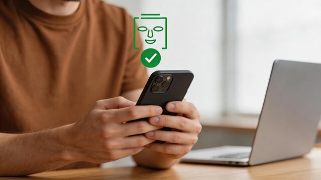 Hand drawing neon checkmark on tablet screen, digital signature and authorization concept, online agreement confirmation, electronic document validation, secure transaction and