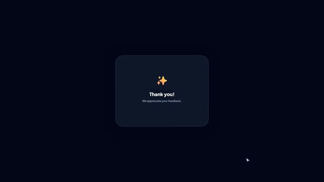 Enterprise feedback survey interface with star rating system and comment field on dark background