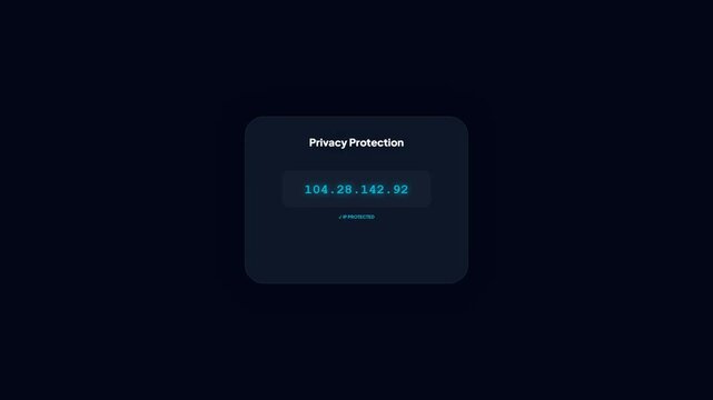 Privacy protection interface showing IP address masking from exposed to protected status on dark background