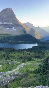 Beautiful View of Hidden Lake and Bearhat Mountain at Glacier National Park Montana USA