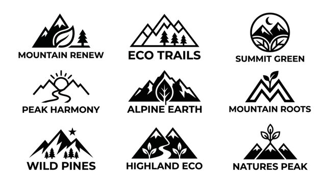 Mountain Eco Logos And Labels.