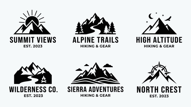 Black mountain logos on white background.