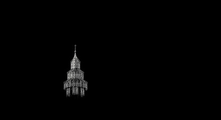 Obraz premium Gothic cathedral spire silhouette on black background
