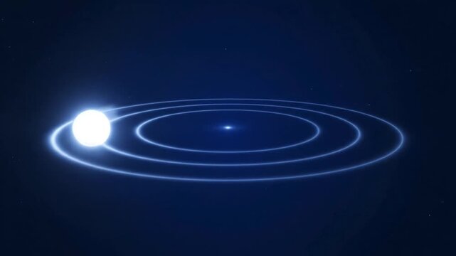 3D Animation of a Planet Orbiting a Star in Deep Space for Scientific Background and Presentation Use