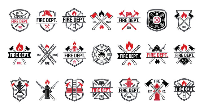 Firefighter Emblems and Badges Collection - Fire Department Logos