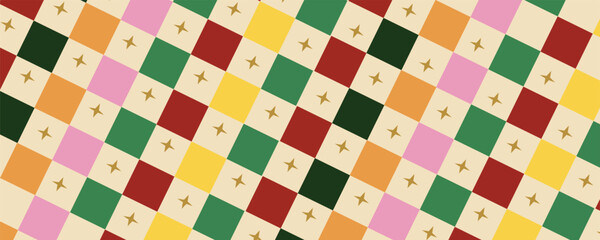 PrintSquare Merry Christmas Seamless Pattern. Elegant Geometrical Vector Illustration. Circus Motifs And Gold Stars. Modern Winter Minimal Shapes. Stylish Holiday Background For Luxury Wrapping © yakult