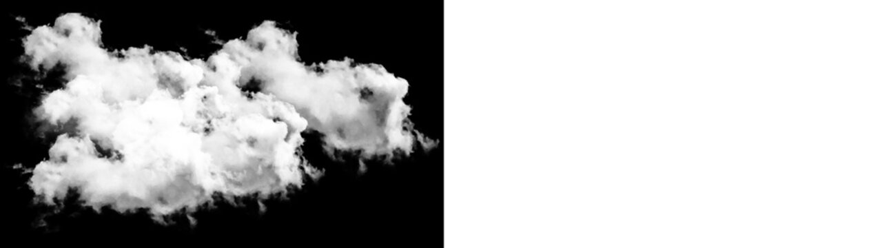 Fluffy white cloud isolated on black background isolated on transparent background