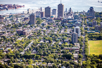 Obraz premium Aerial view of Quebec city and Saint Lawrence river 