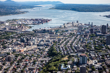 Obraz premium Aerial view of Quebec city and Saint Lawrence river 