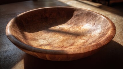 Beautifully Handcrafted Wooden Bowl with Smooth Polished Interior